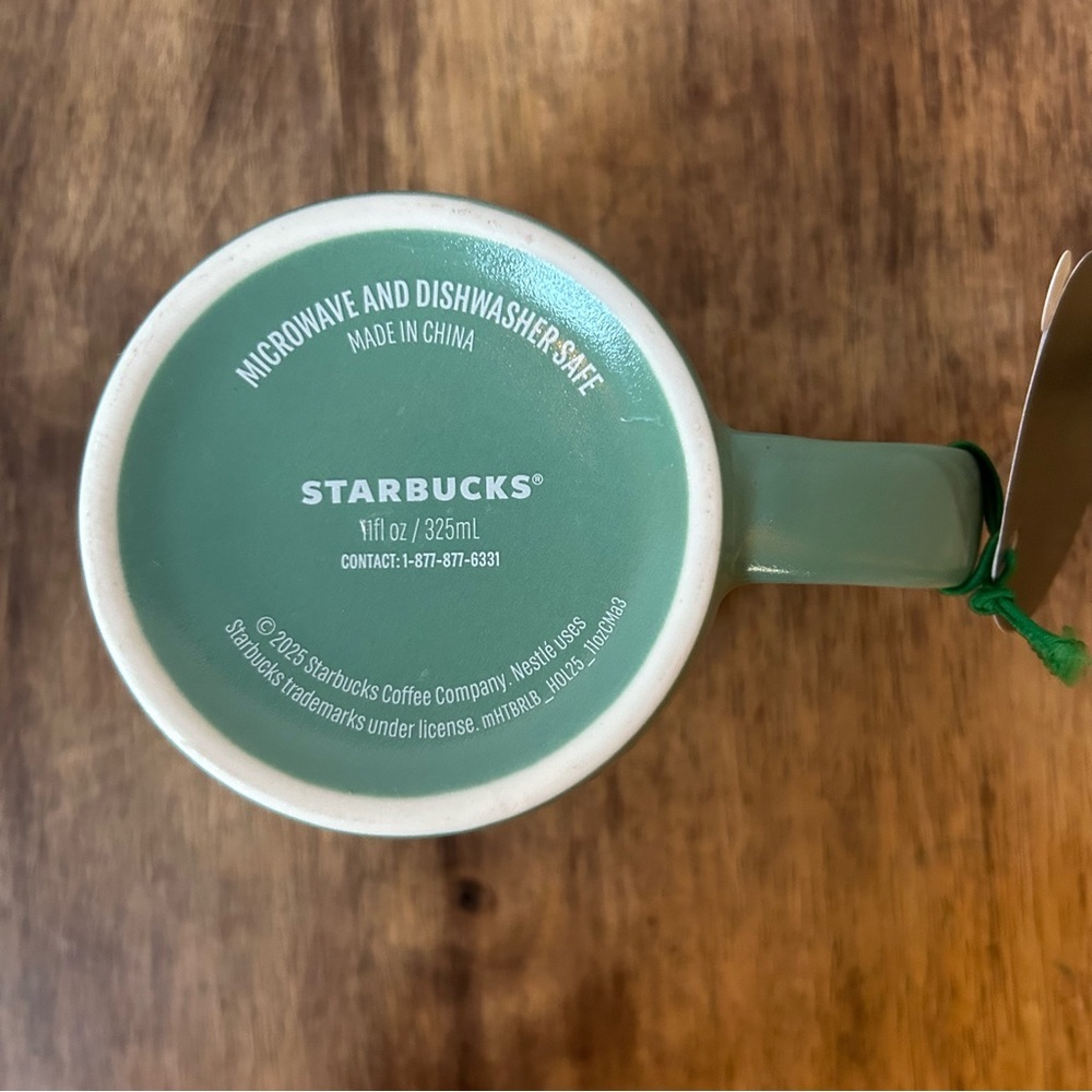Starbucks Coffee Mug Cup Green Exterior Red Interior 11 oz. 2025 NWT Christmas - Picture 5 of 7